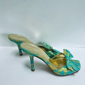 Vintage Kate Spade Turquoise/ Gold /Floral Jacquard Heel